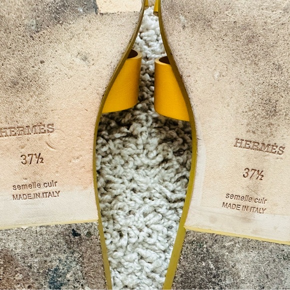 Hermes Oran Yellow Slide flip Sandals - Picture 10 of 12